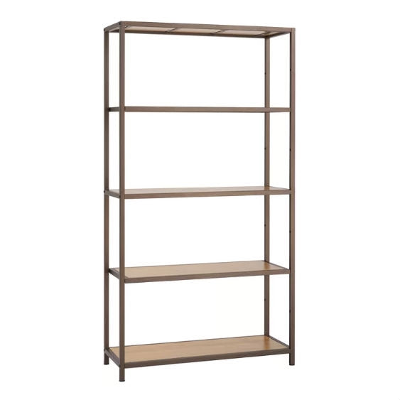 Heavy Duty 5-Shelf Steel Frame Shelving Unit with Bamboo Shelves - Deals Kiosk