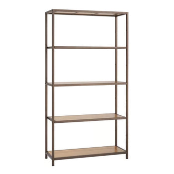 Heavy Duty 5-Shelf Steel Frame Shelving Unit with Bamboo Shelves - Deals Kiosk