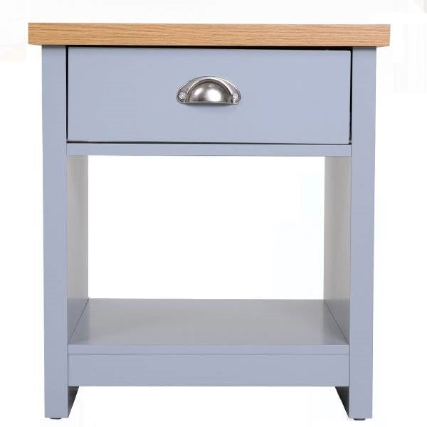 Gray Oak Finish Wood Top 1-Drawer Sofa Table Nightstand with Bottom Shelf - Deals Kiosk