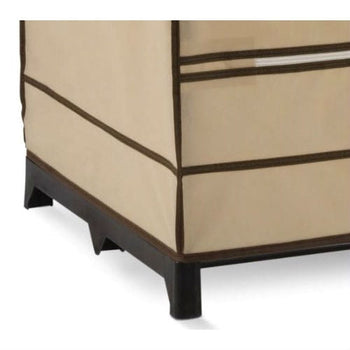 Khaki Double Door Wardrobe Portable Clothes Closet with Shoe Storage - Deals Kiosk