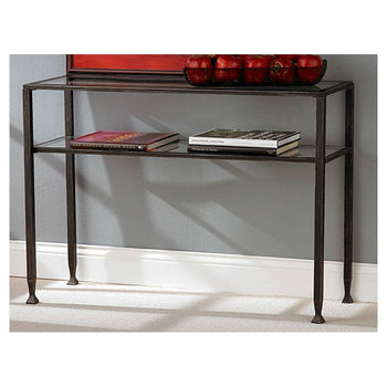 Metal Glass Top Sofa Table Occasional Console Table with Shelf - Deals Kiosk