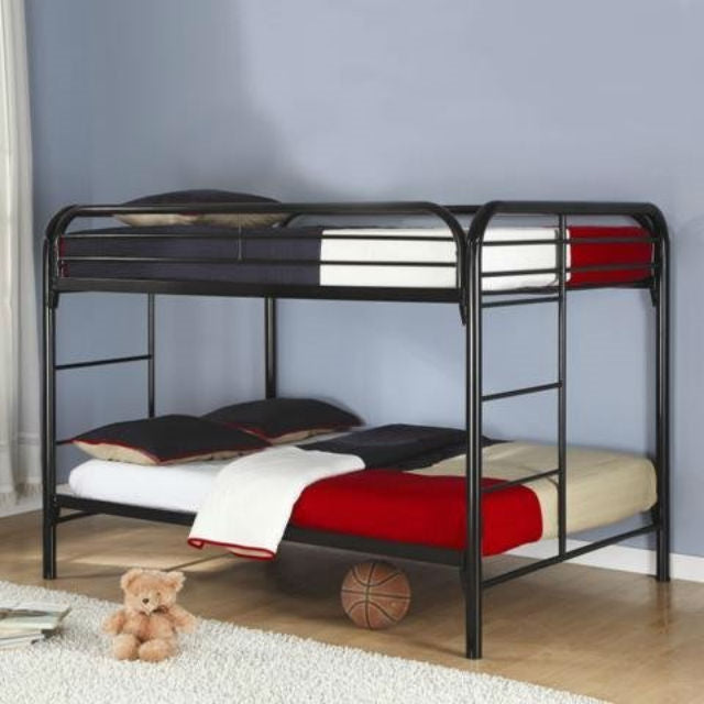 Heavy Duty Black Metal Full over Full Bunk Bed with Ladder - Deals Kiosk