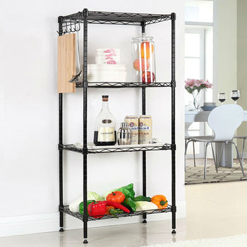 Black Metal 4-Shelf Wire Storage Rack Shelving Unit - Deals Kiosk