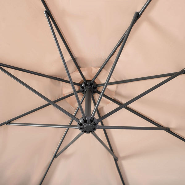 Beige 10-Ft Outdoor Steel Pole Tilt Crank Offset Patio Umbrella - Deals Kiosk