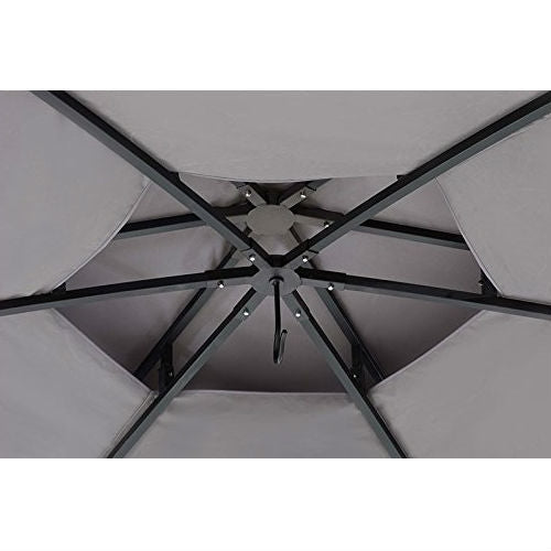 13Ft x 14Ft Hexagon Gazebo Canopy with Bar Shelf and Mosquito Netting - Deals Kiosk