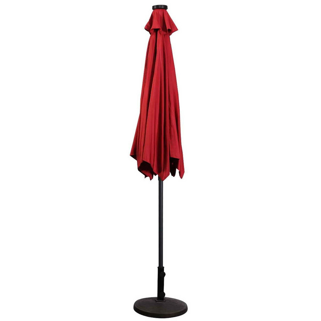 Burgundy 9-Ft Patio Umbrella with Steel Pole Crank Tilt and Solar LED Lights - Deals Kiosk
