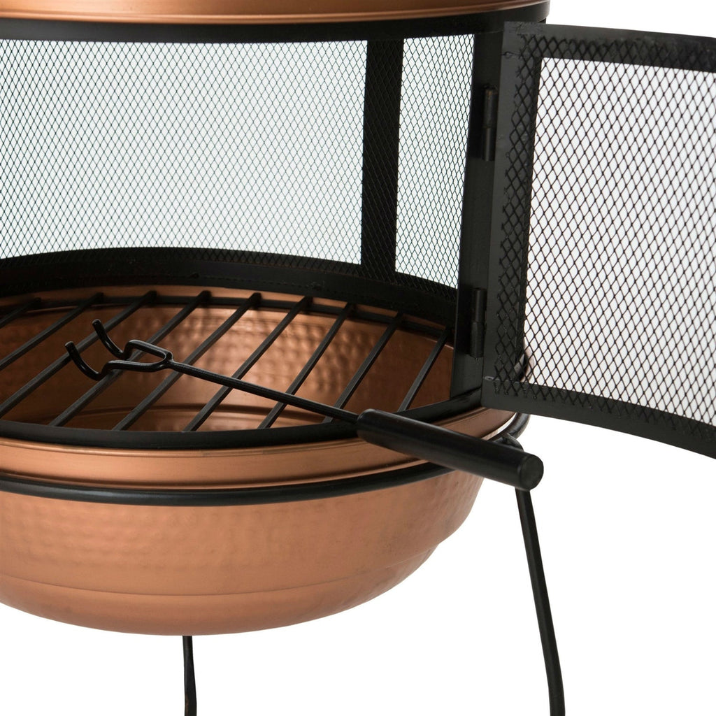 Hammered Copper and Iron Chiminea Fire Pit with Stand - Deals Kiosk