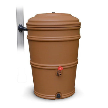 45-Gallon Plastic Rain Barrel with Flexi-Fit Rain Gutter Diverter in Terra Cotta - Deals Kiosk