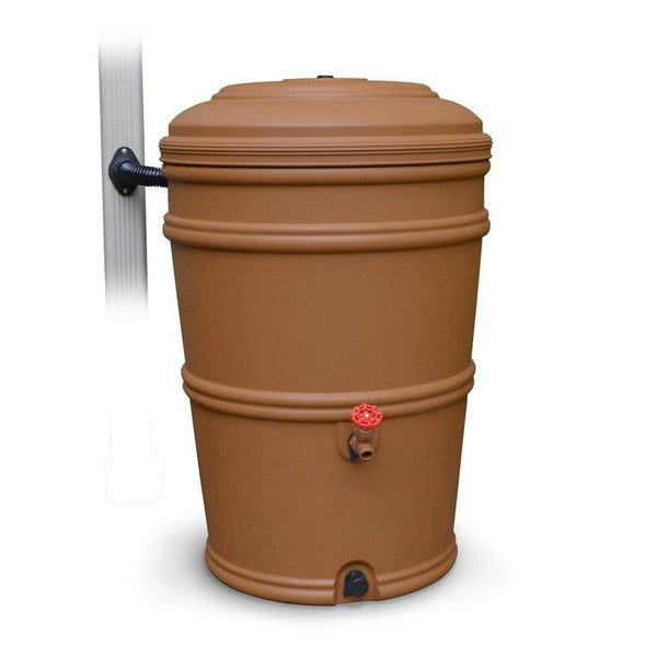 45-Gallon Plastic Rain Barrel with Flexi-Fit Rain Gutter Diverter in Terra Cotta - Deals Kiosk