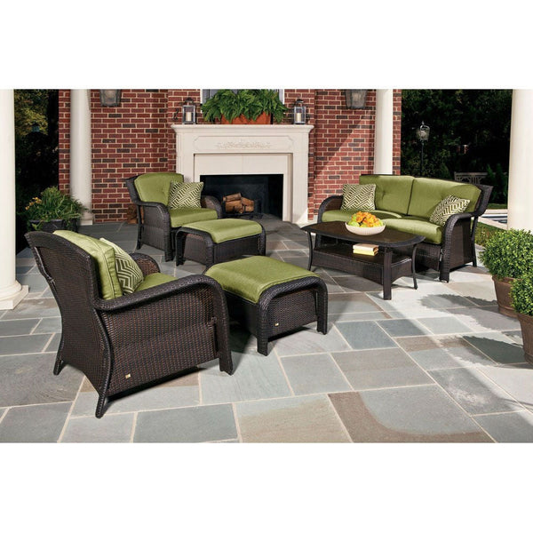 Outdoor Resin Wicker 6-Piece Patio Furniture Set with Green Seat Cushions - Deals Kiosk