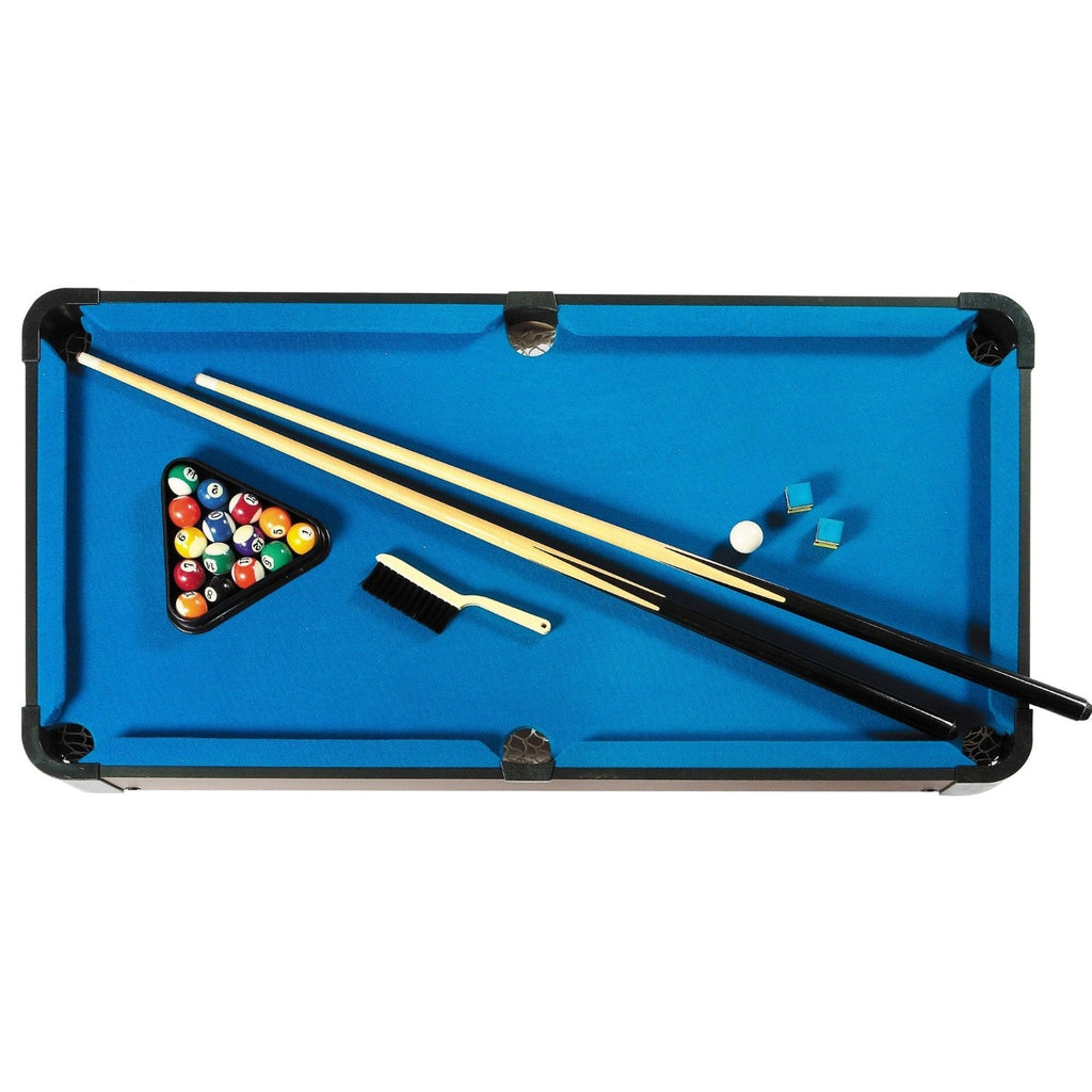 40-inch Pool Table with Blue Felt Surface 2 Cues and Billiard Balls - Deals Kiosk