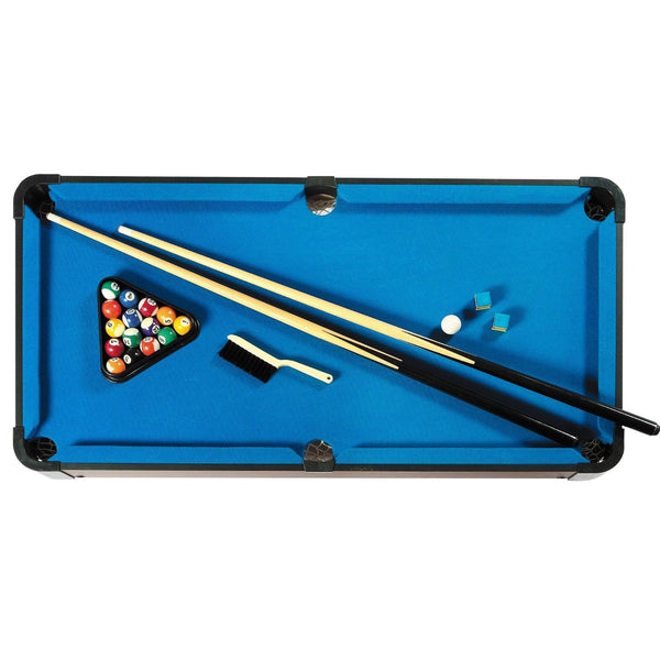 40-inch Pool Table with Blue Felt Surface 2 Cues and Billiard Balls - Deals Kiosk