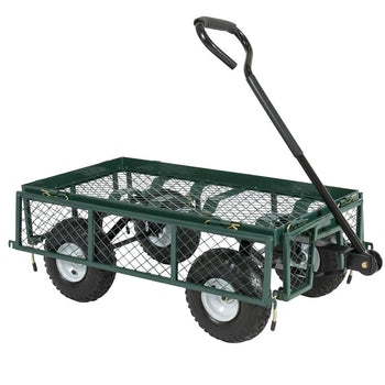 Heavy Duty Green Steel Garden Utility Cart Wagon with Removable Sides - Deals Kiosk