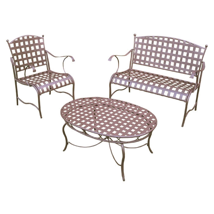 3-Piece Wrought Iron Patio Furniture Lounge Seating Group Set - Deals Kiosk
