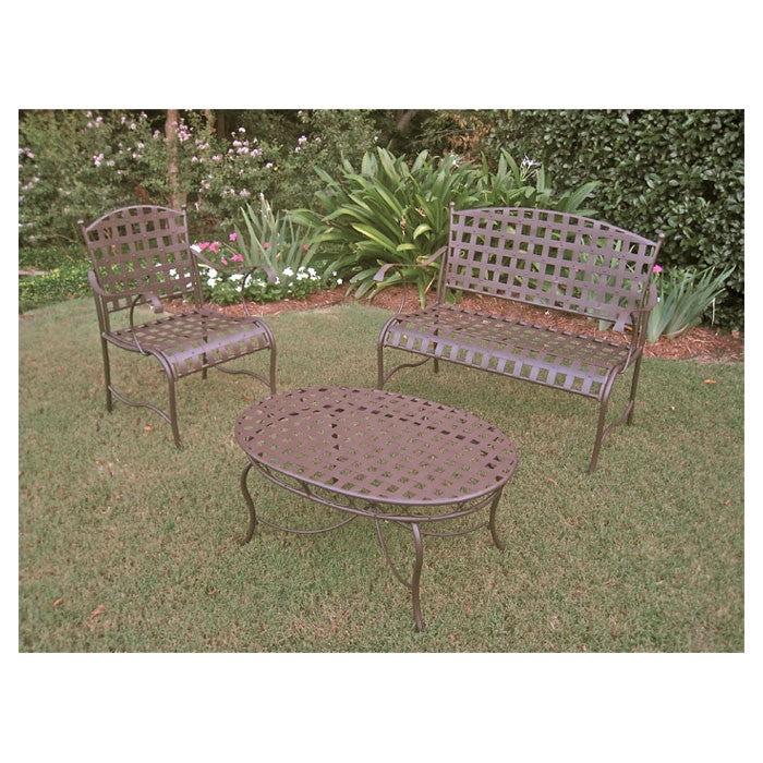 3-Piece Wrought Iron Patio Furniture Lounge Seating Group Set - Deals Kiosk