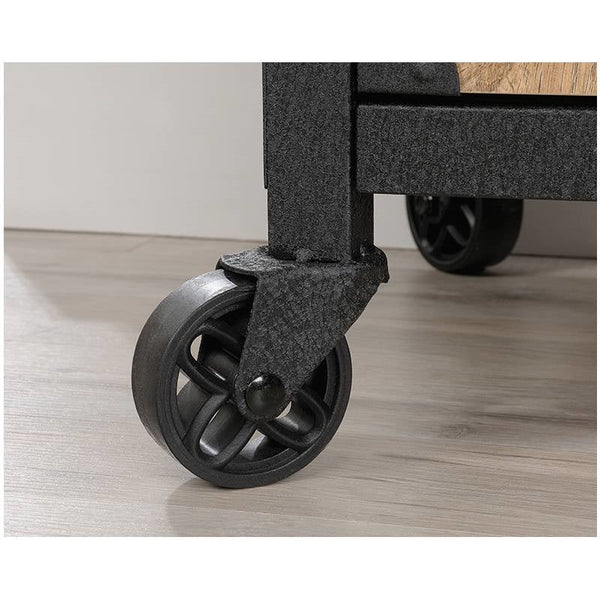 Mesquite FarmHome 3 Tier Entryway Bookcase Storage Cabinet Fixed Casters - Deals Kiosk