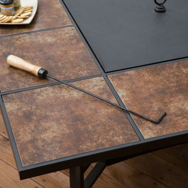 5 Piece Dark Amber Deluxe Adirondack Chair Natural Wood Burning Fire Pit Chat Set - Deals Kiosk