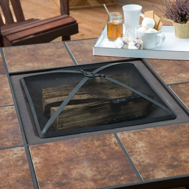 5 Piece Dark Amber Deluxe Adirondack Chair Natural Wood Burning Fire Pit Chat Set - Deals Kiosk