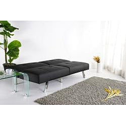 Black Leatherette Foldable Click-Clack Futon Sofa Bed - Deals Kiosk