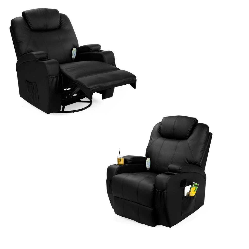 Black Swivel Heat & Massage Recliner Chair 5 Modes Remote Control - Deals Kiosk