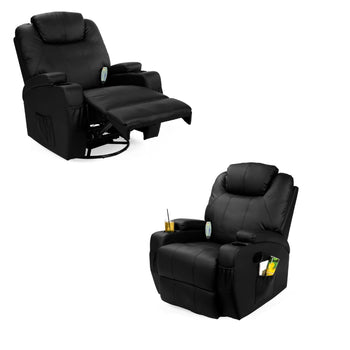 Black Swivel Heat & Massage Recliner Chair 5 Modes Remote Control - Deals Kiosk