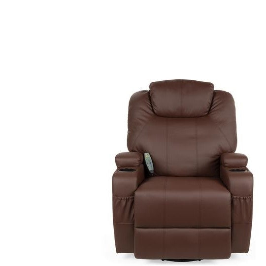 Brown Swivel Heat & Massage Recliner Chair 5 Modes Remote Control - Deals Kiosk
