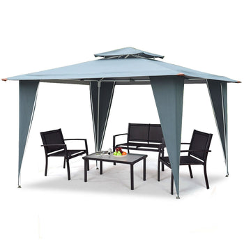 11.5ft x 11.5ft Steel Gazebo Canopy Awning Tent Gray