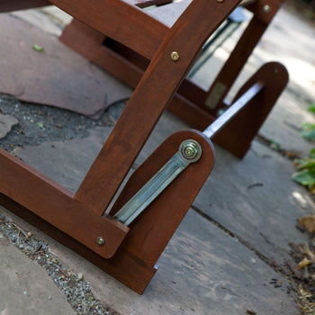 4-Ft Outdoor Loveseat Garden Bench Glider with Armrests in Natural Wood Finish - Deals Kiosk