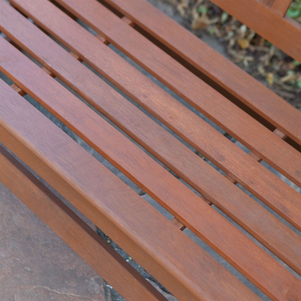 4-Ft Outdoor Loveseat Garden Bench Glider with Armrests in Natural Wood Finish - Deals Kiosk