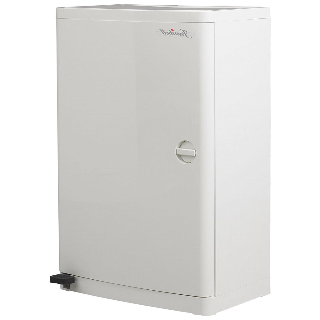 No Hands 18-Gallon Kitchen Trash Can in White with Food Pedal Lid - Deals Kiosk