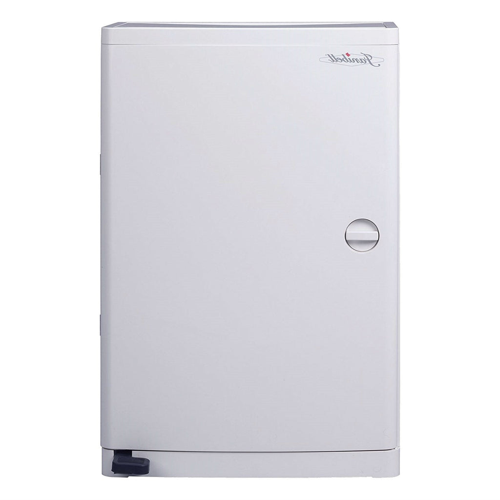 No Hands 18-Gallon Kitchen Trash Can in White with Food Pedal Lid - Deals Kiosk