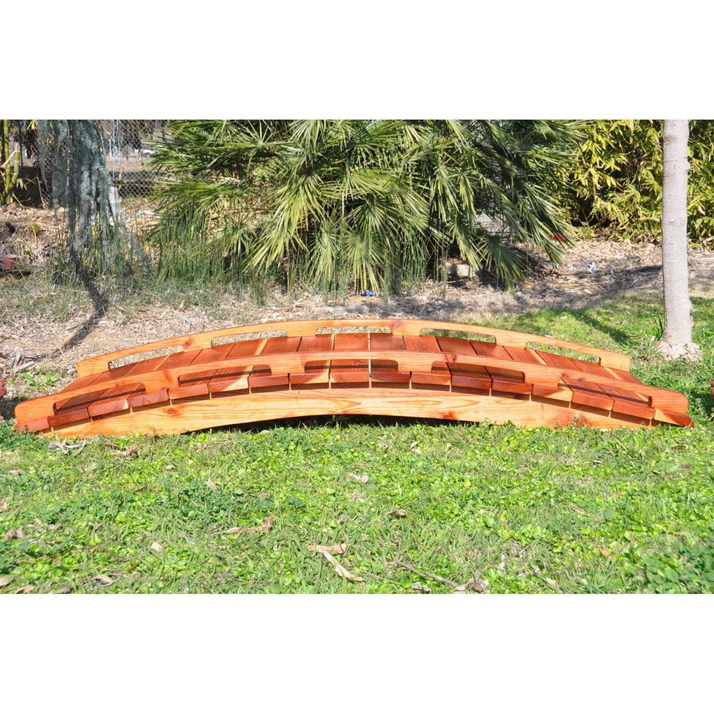 Japanese Style Functional 4-Ft Wood Garden Bridge in Outdoor Sealed Redwood - Deals Kiosk