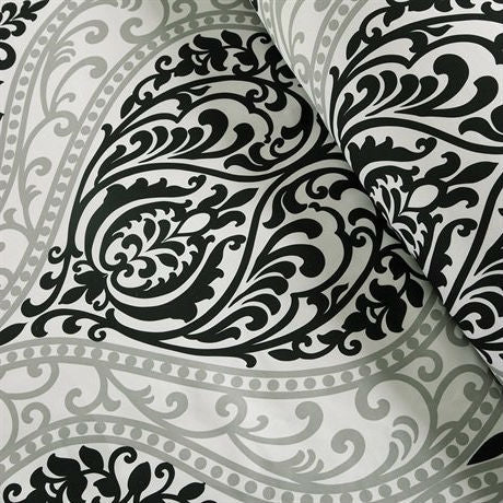 King size 5-Piece Damask White Black Comforter Set - Deals Kiosk