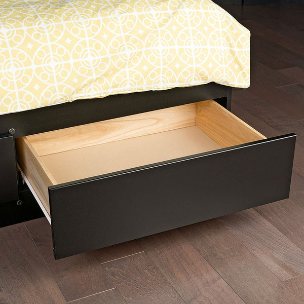 King size Black Wood Platform Bed Frame with Storage Drawers - Deals Kiosk