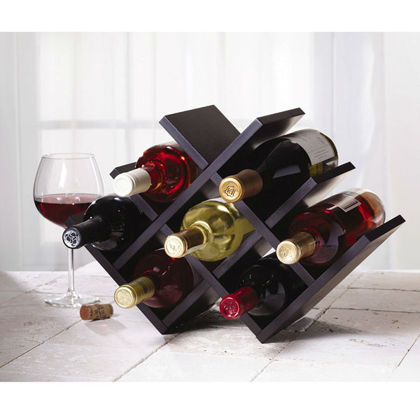 8-Bottle Mariposa Wine Rack Modern Design Dark Brown Finish - Deals Kiosk