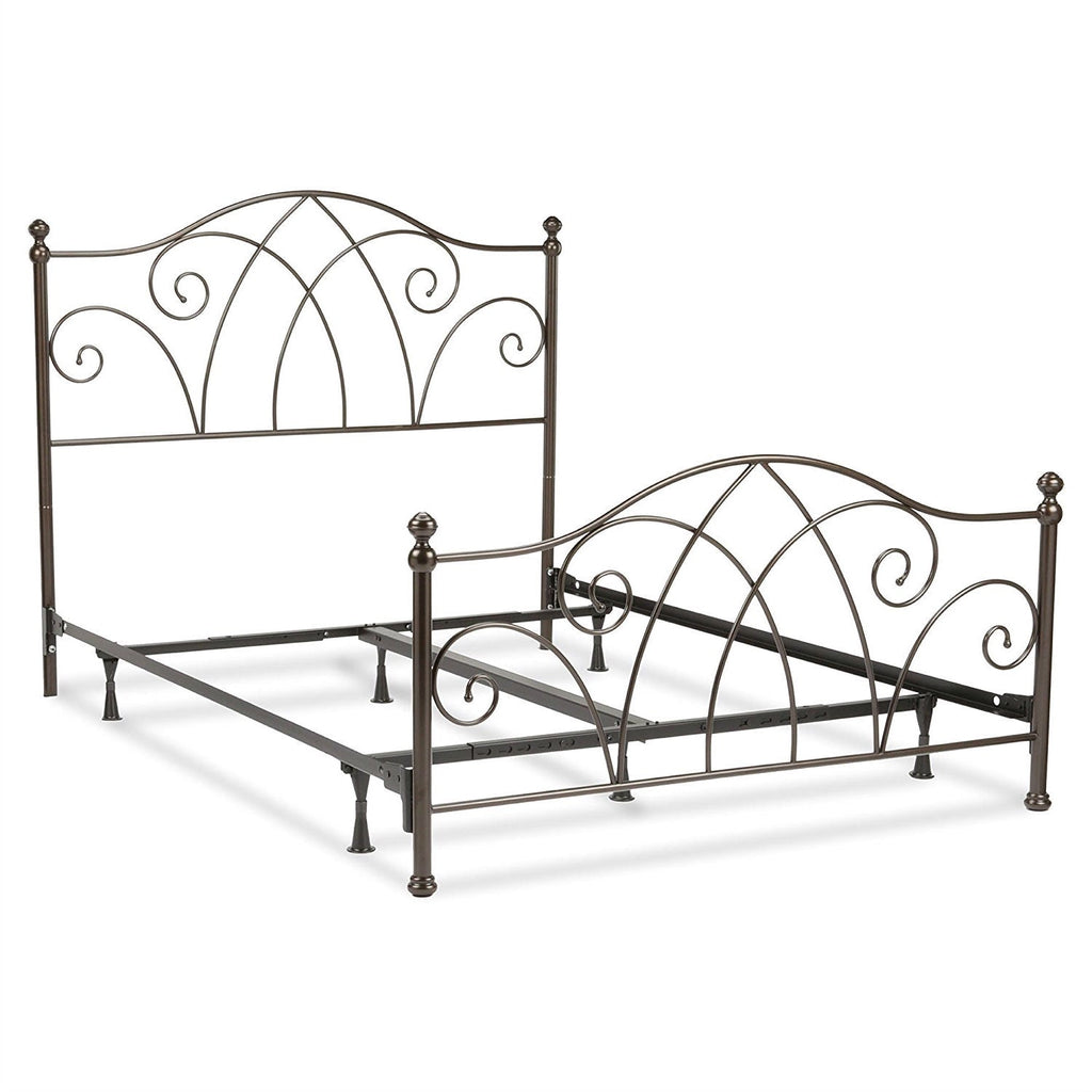 King size Complete Elegant Metal Bed Frame with Spiral Pattern Headboard and Footboard