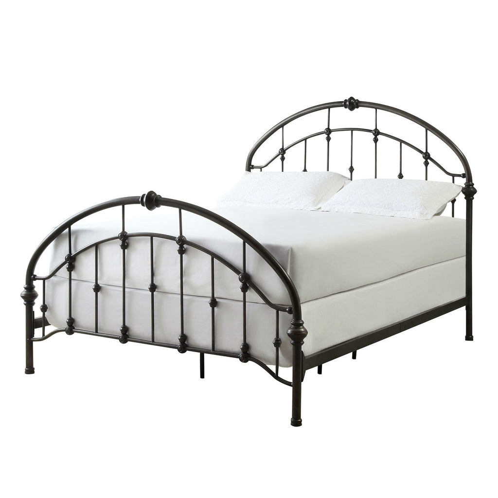 King size Antique Dark Bronze Metal Bed with Arch Headboard and Footboard - Deals Kiosk