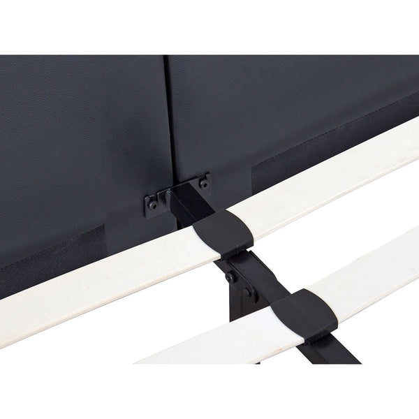 King size Black Fox Leather Upholstered Platform Bed Frame with 42-inch High Headboard - Deals Kiosk