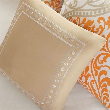King size 5-Piece Comforter Set in Orange Damask Print - Deals Kiosk