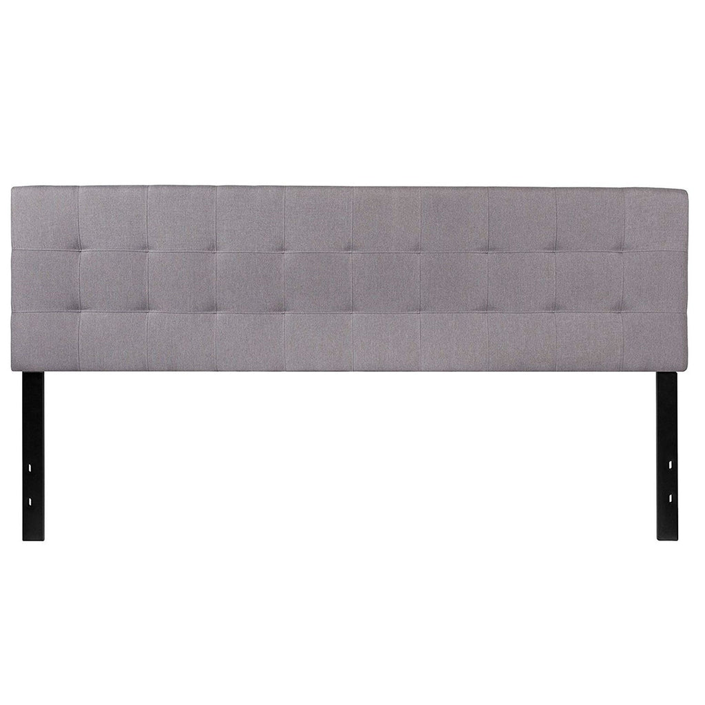 King size Modern Light Grey Fabric Upholstered Panel Headboard - Deals Kiosk