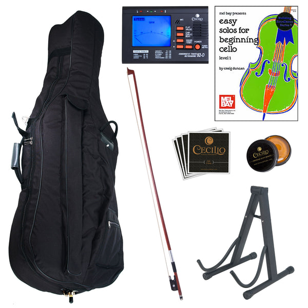 CECILIO FULL SIZE 4/4 ACOUSTIC CELLO STUDENT w/ TUNER, LESSON BOOK 4/4CCO-100 - Deals Kiosk