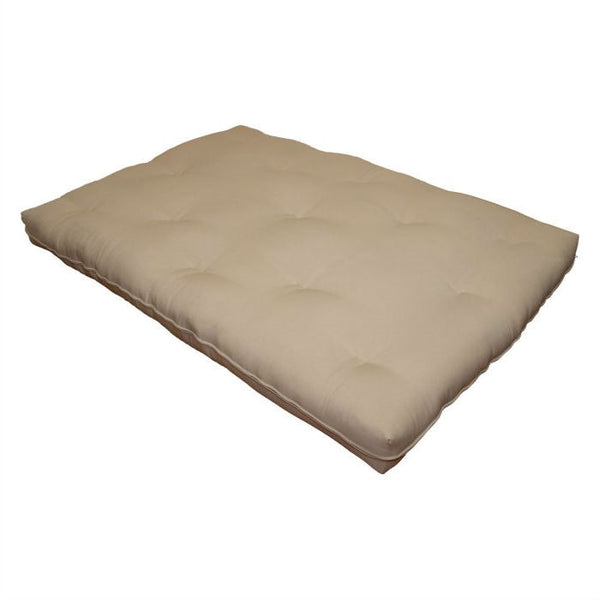 Full size 8-inch Thick Cotton Poly Futon Mattress in Khaki - Deals Kiosk