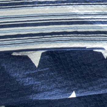 King Navy Stars And Stripes At Night Quilt Coverlet Bedspread Set - Deals Kiosk