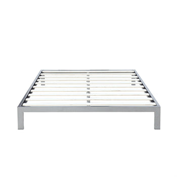 King Modern 8-inch Low Profile Platform Bed Frame in Silver Metal Finish