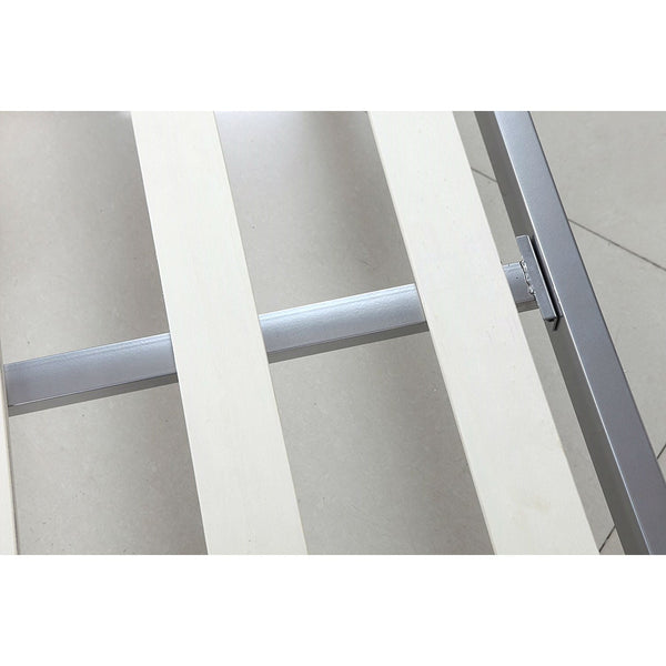 King Modern 8-inch Low Profile Platform Bed Frame in Silver Metal Finish - Deals Kiosk