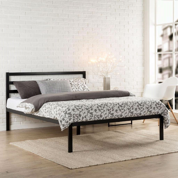 King Metal Platform Bed Frame with Headboard and Wood Slats - Deals Kiosk
