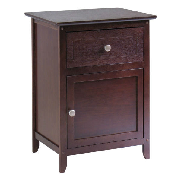 Antique Walnut Wood Finish 1-Drawer Bedroom Nightstand End Table Cabinet - Deals Kiosk