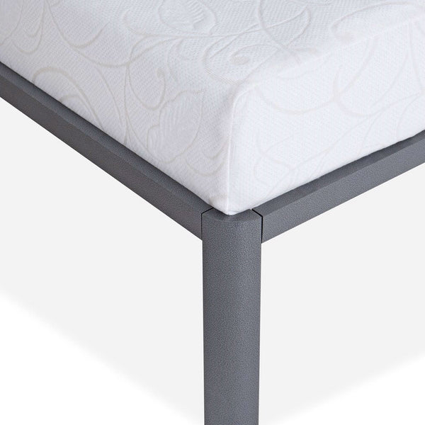 King Heavy Duty Grey Metal Platform Bed Frame with Round Edges - Deals Kiosk
