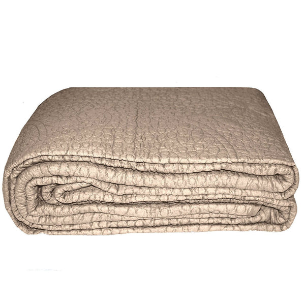 King size 3-Piece Quilted Bedspread Set 100% Cotton in Taupe - Deals Kiosk
