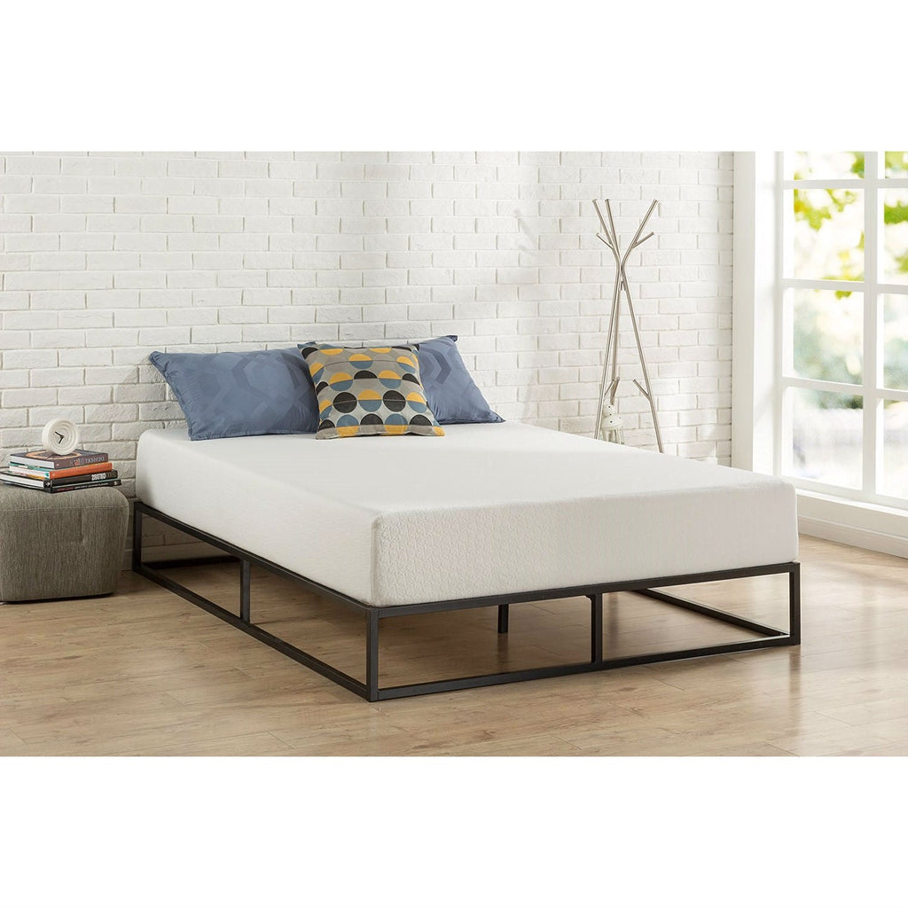 King size Modern 10-inch Low Profile Metal Platform Bed Frame with Wood Slats - Deals Kiosk